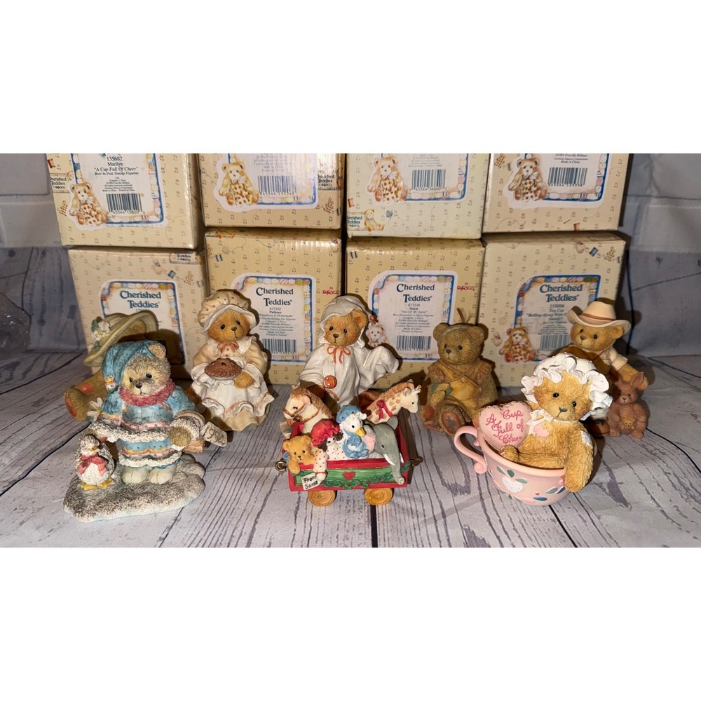 Cherished Teddies Figurine Lot of 7 Enesco Priscilla Hillman Vintage with Boxes